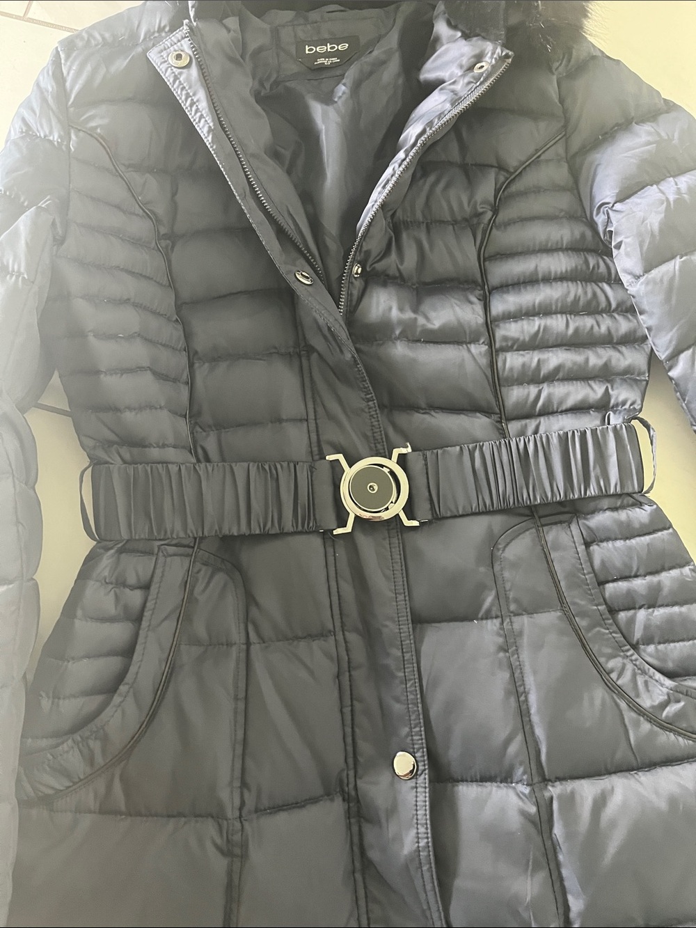 Bebe fur hoodie long coat - Picture 4 of 5